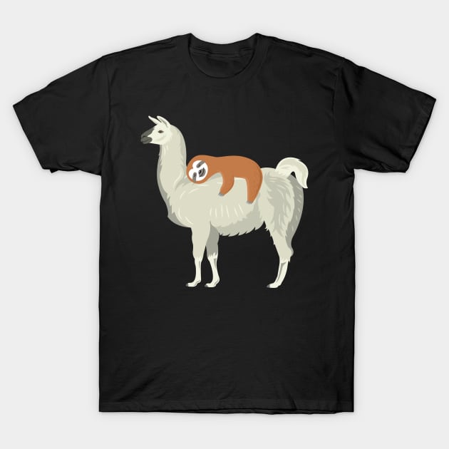 Cute & Funny Sloth Sleeping on Llama T-Shirt by theperfectpresents